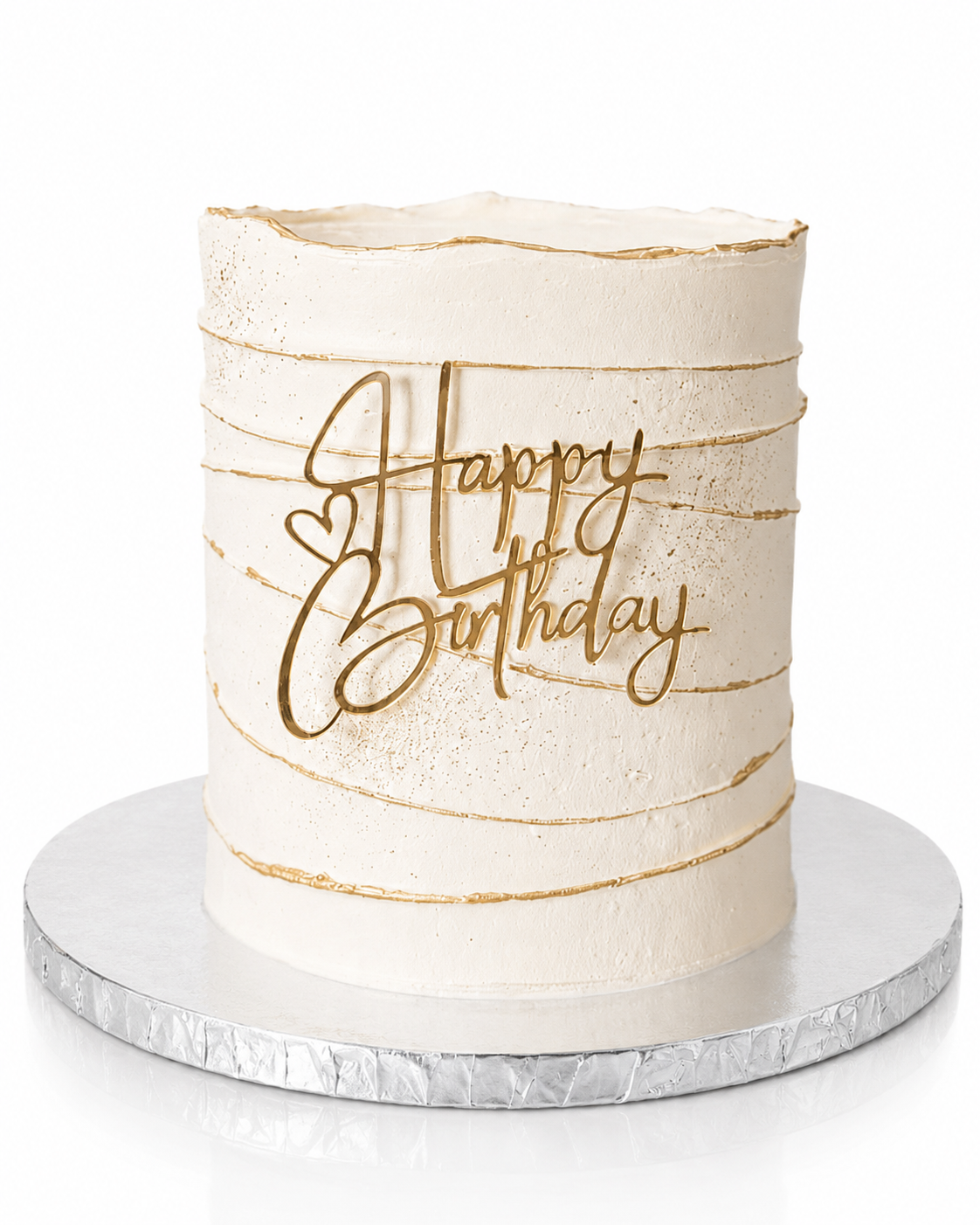 Pastel Happy Birthday Cursiva Dorada